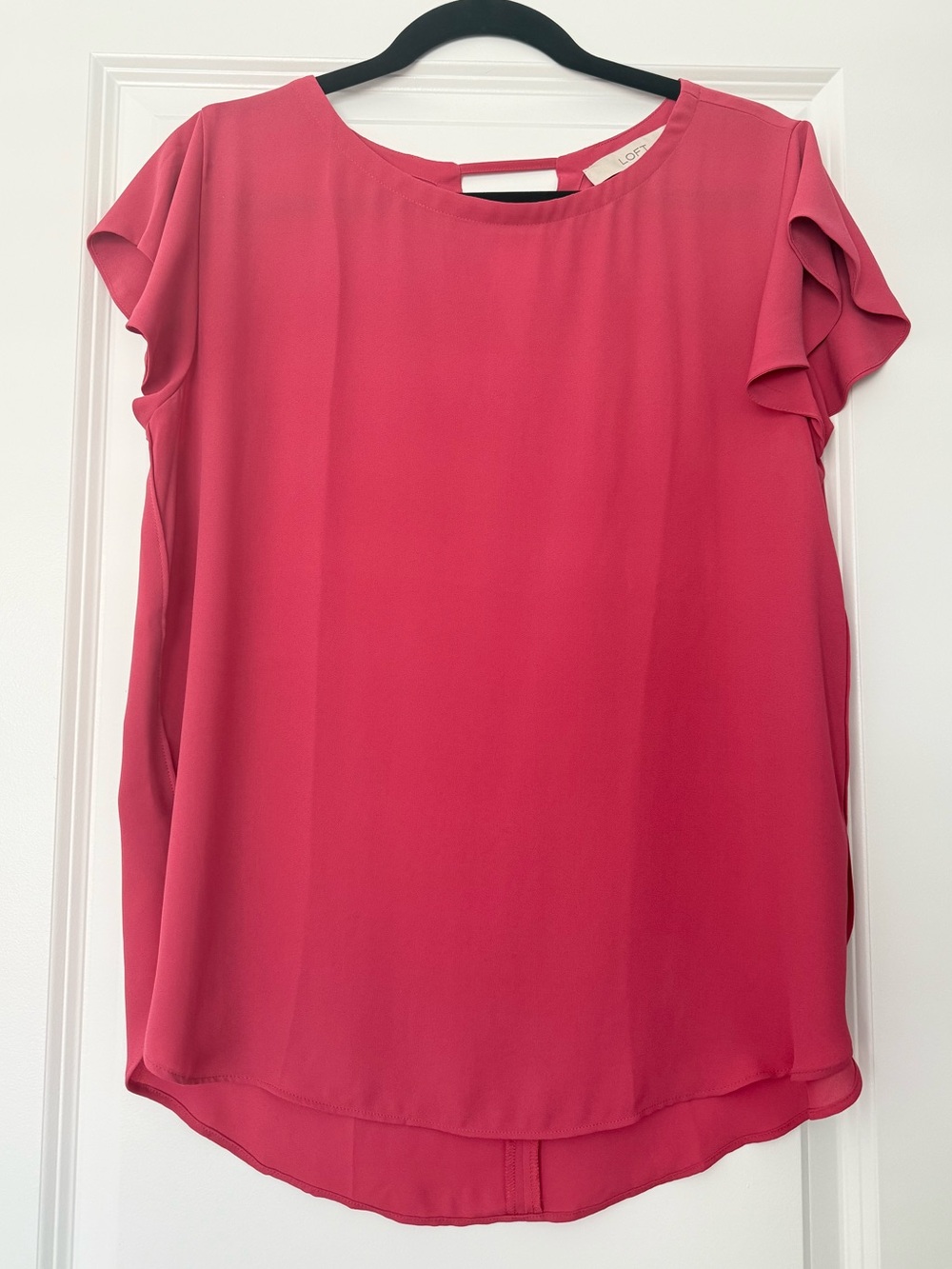 LOFT Pink Ruffle Sleeve Blouse